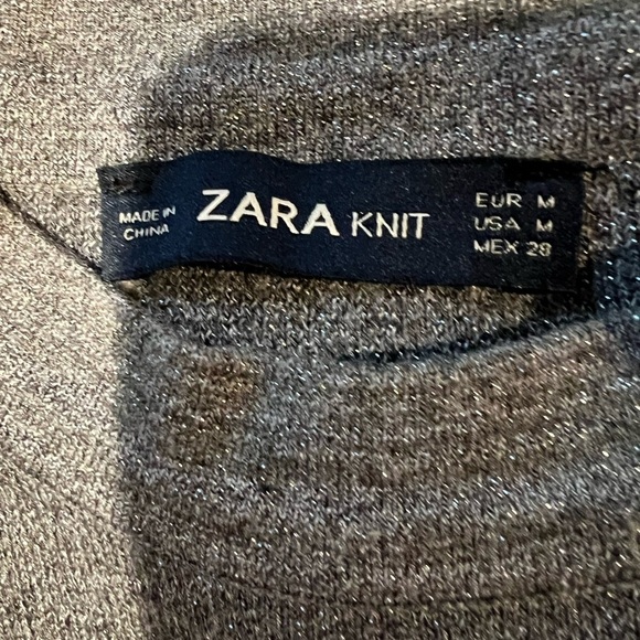 ZARA Women's Grey Long Sleeve Sweater Crop Top ~ Size Medium - Picture 5 of 8